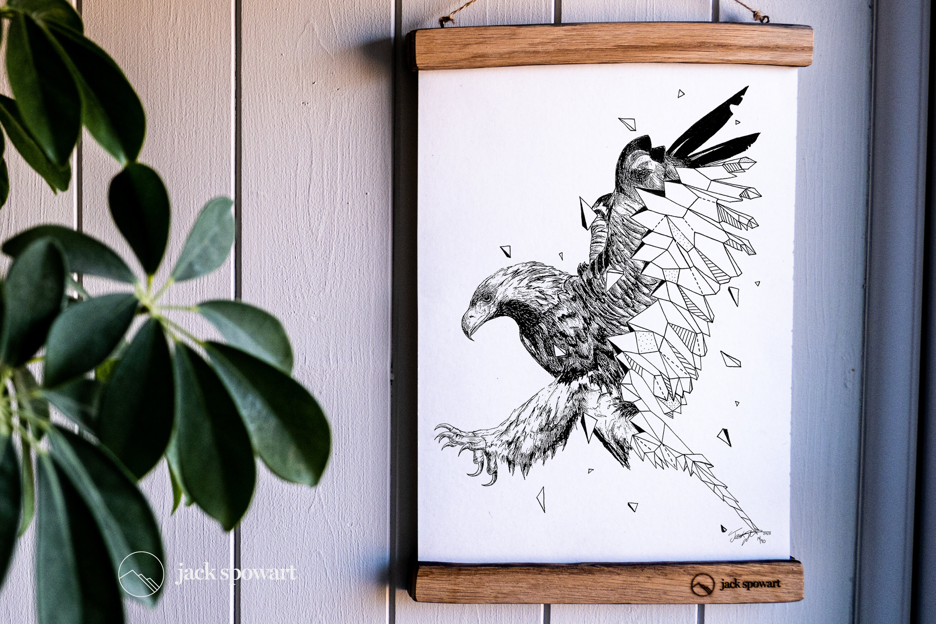 Geometric Golden Eagle Scotland Art Print Gift for Hiker Risograph ...
