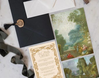 Rococo Wedding Invitation Suite Template (Instant Digital Download DIY Print on Demand), European French Elegant Baroque Artwork