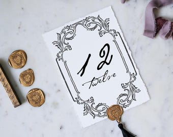 Modello per numeri di tavolo per matrimonio in stile rococò (download digitale istantaneo, stampa fai da te su richiesta), cena elegante in stile barocco francese europeo