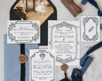 Modello per inviti di nozze in stile rococò (download digitale istantaneo, stampa fai da te su richiesta), elegante stile barocco francese europeo