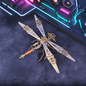 Steampunk insect Dragonfly 3D Metal Steampunk Mechanical DIY Assembly Puzzle Decor Model Kit Craft Creative STEM Project Christmas Gift