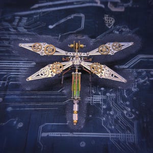 Dragonfly 3D Meta Steampunk Insect Mechanical Dragonfly DIY Assembly Puzzle Handmade Creative Small Crafts Ornaments Gift for Adults & Teens