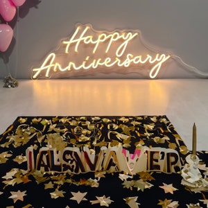 Custom Neon Sign | Neon Sign Happy Anniversary | Neon Wedding Sign | Night Light Led Art | Neon Bar Sign | Neon Sign Bedroom |Neon Name Sign