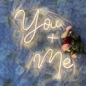 Custom Neon Sign | you + me Neon Sign | Wedding Neon Sign | Neon Light | Neon Sign Wall Decor | Wedding Neon Name Sign | Neon Led Light Art