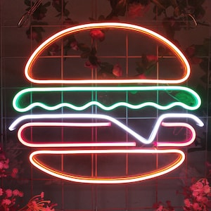 BURGER Custom Neon Sign Wall Decor  Neon Light LED Perfect Night Light Kitchen Decor Neon Sign Wall Decor Neon Sign Art Neon Light Sign