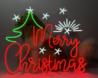 Custom Neon Sign | Merry Christmas Neon Signs | Christmas Gift | Neon Sign Art | Neon Sign Wall Decor | Neon Light Bedroom | Christmas Decor