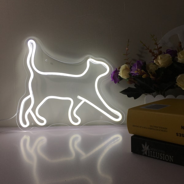 Insegna al neon personalizzata Animale Gatto Piccolo da tavolo Insegna al neon personalizzata Luce notturna Camera da letto Insegna al neon Decorazione da parete Insegna al neon carina Mini insegna al neon