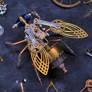 Scultura di insetto in metallo Steampunk, insetto meccanico, figurina di insetto meccanico, insetto Steampunk, regalo, ornamento da tavolo, decorazione per la casa, puzzle fai da te.
