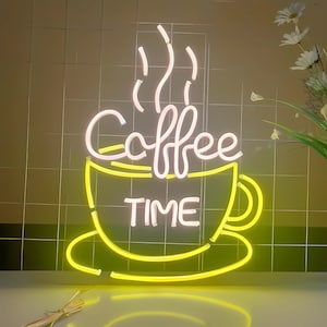 Coffee neon sign Coffee Time Cup Shop LED Light for Home Decor Party Birthday Celebrate Neon Wall Decor LED Neon Sign Bar Store Decor