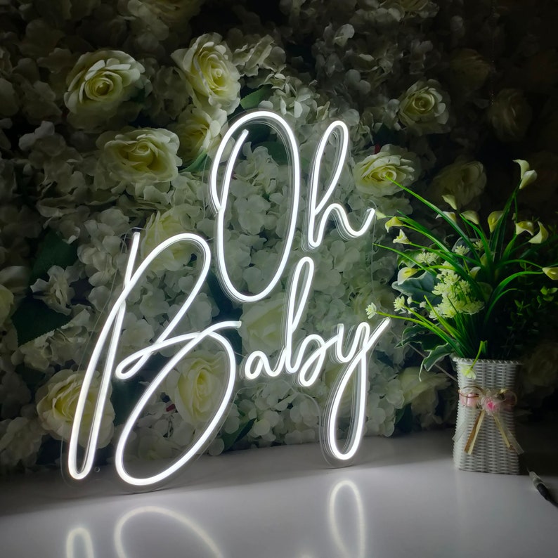 Oh Baby Neon Signs Custom Baby Shower Gender Reveal Party Wedding Flex Led Text  Light Neon Led Home Room Birthday 