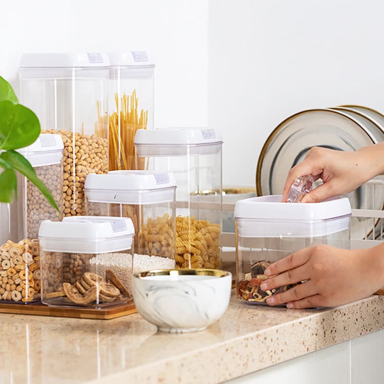 mDesign Airtight Stackable Kitchen Pantry Cabinet Food Storage Container - Attac