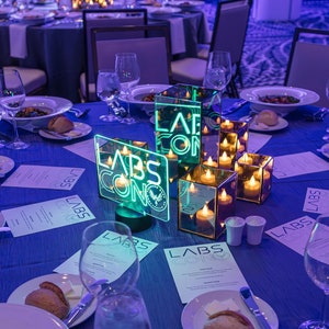 Acrylic LED Sign, LED Centerpiece, Bar Mitzvah Centerpiece, Sweet 16 Centerpiece, Corporate Centerpieces, Event Centerpiece, Party Decor