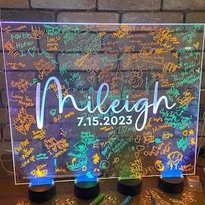 Guestbook Alternative, LED Centerpiece, Sweet 16, Bar Mitzvah, Acrylic LED, LED Guestbook, Birthday Party, Centerpiece, Wedding Centerpiece