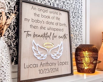 Too Beautiful for Earth | Baby Memorial | Miscarriage Keepsake | Infant Loss Gift | Angel | Child Loss Keepsake | Miscarriage | Stillborn