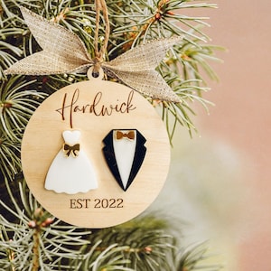 Wedding Ornament, First Christmas Married, Just Married Ornament, Mr and Mrs Ornament,  Bride and Groom Ornament, Personalized Wedding Gift