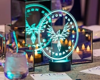 LED Centerpiece, Sweet 16, Bar Mitzvah, Acrylic LED, Centerpiece, Light Up Party, Corporate Centerpiece, Business Logo, Custom Party Favor