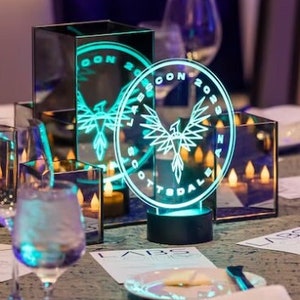 LED Centerpiece, Sweet 16, Bar Mitzvah, Acrylic LED, Centerpiece, Light Up Party, Corporate Centerpiece, Business Logo, Custom Party Favor