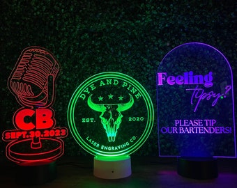 Led Centerpiece, Custom Led Light, Led Acrylic Sign, Night Light, Led Lights, Gift for kids, Gaming Sign, Led Light stand, Acrylic Led Sign