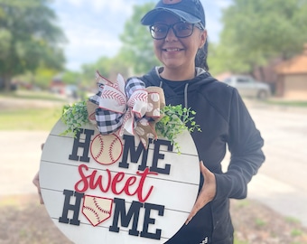 Baseball Door Hanger, Front Door Decor, Summer Wreath, Home Sweet Home, Baseball Door Sign, Sports Decor, Baseball Door Sign, Baseball Sign