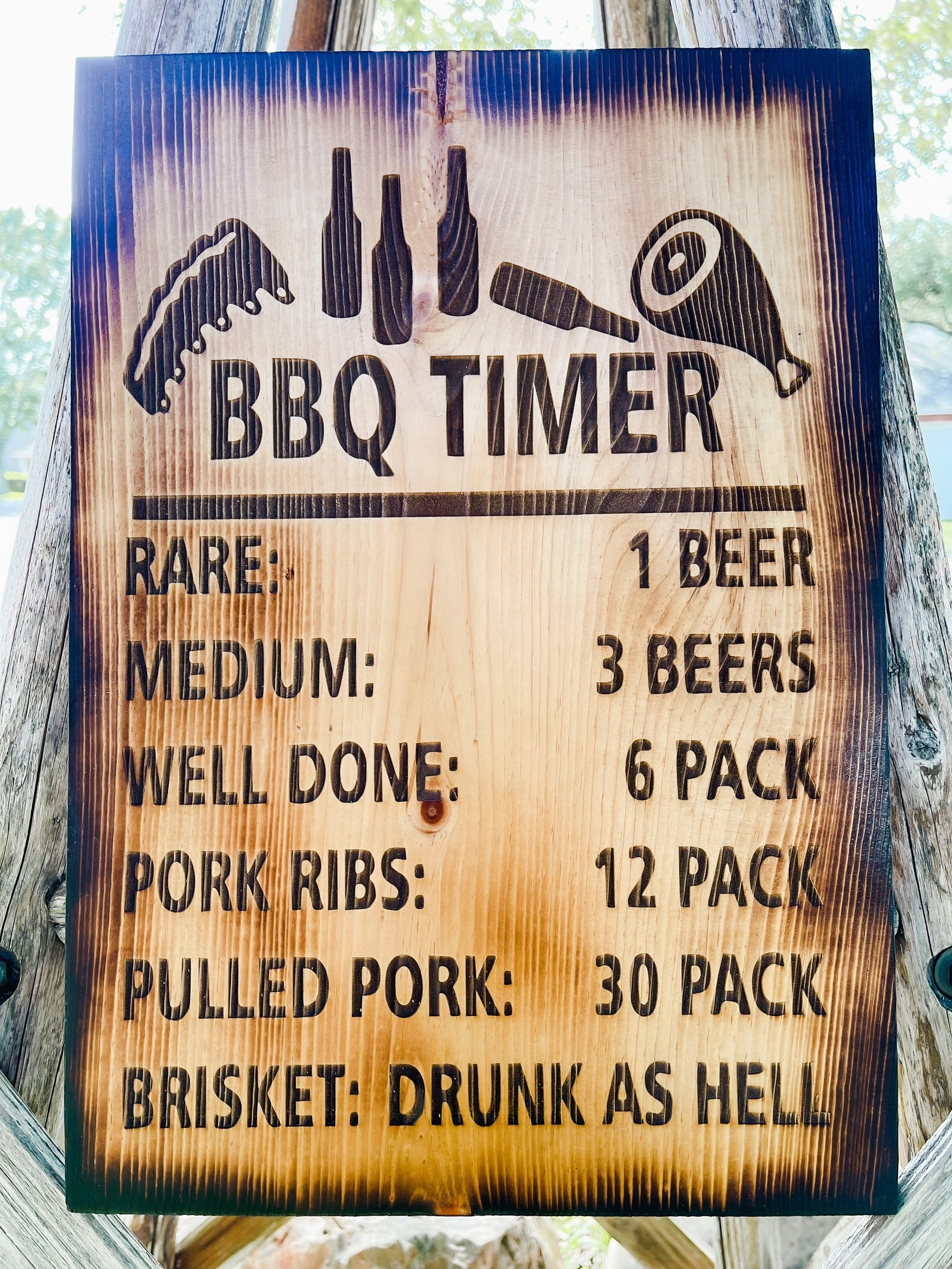 BBQ Timer Sign Outdoor Grill Sign BBQ Timer Wood Sign | Etsy