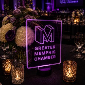 Custom Acrylic Sign | LED Centerpiece | Sweet 16 | Bar Mitzvah | Acrylic LED | Centerpiece | Event Decor | Corporate Event, Business Logo