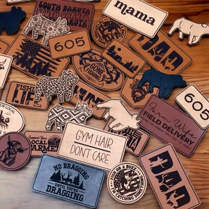 Leather Patches, Custom Logo Leatherette Patches, Personalized Leather Patches, Patches for Hats, Leather Adhesive Patches, Iron On Patch