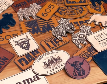 Leather Patch | Custom | Laser Engraved Patch | Iron On Patch | Business Logo | Bulk Patches | Hat Bar | Patch for Hats | Trucker Hat Patch