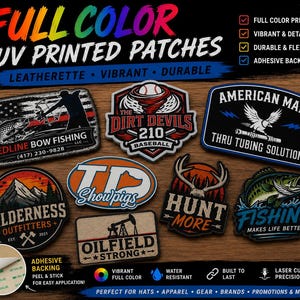 UV Printed Patches | Full Color Patches | Iron On Patch | Custom Hat Patches | Company Logo Gifts | Genuine Leather | Trucker Hats