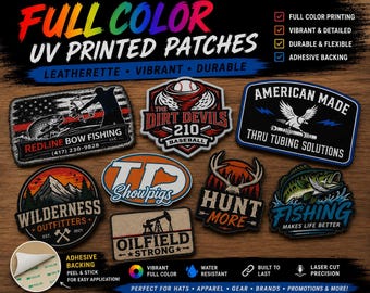UV Printed Patches | Full Color Patches | Iron On Patch | Custom Hat Patches | Company Logo Gifts | Genuine Leather | Trucker Hats