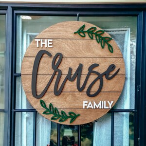 Front Door Hanger, Last Name Sign, Front Door Sign, Year Round Wreath, Anniversary Gift, Farmhouse Sign, Personalized Door Hanger, Door Sign