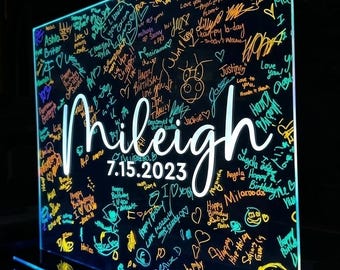 Guestbook Alternative | LED Centerpiece | Sweet 16 | Bar Mitzvah | Birthday | Sign In Board | Quinceñera, Bat Mitzvah | Celebration Decor