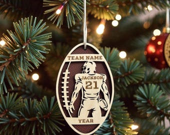 Personalized Football Ornament, Senior Night Gift, Sports Ornament, Football Gift, Football Ornament, Football Coach Gift, Wooden Ornament