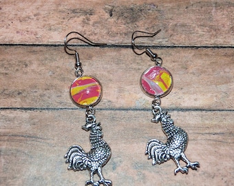Boucles d’oreilles Coq en argent