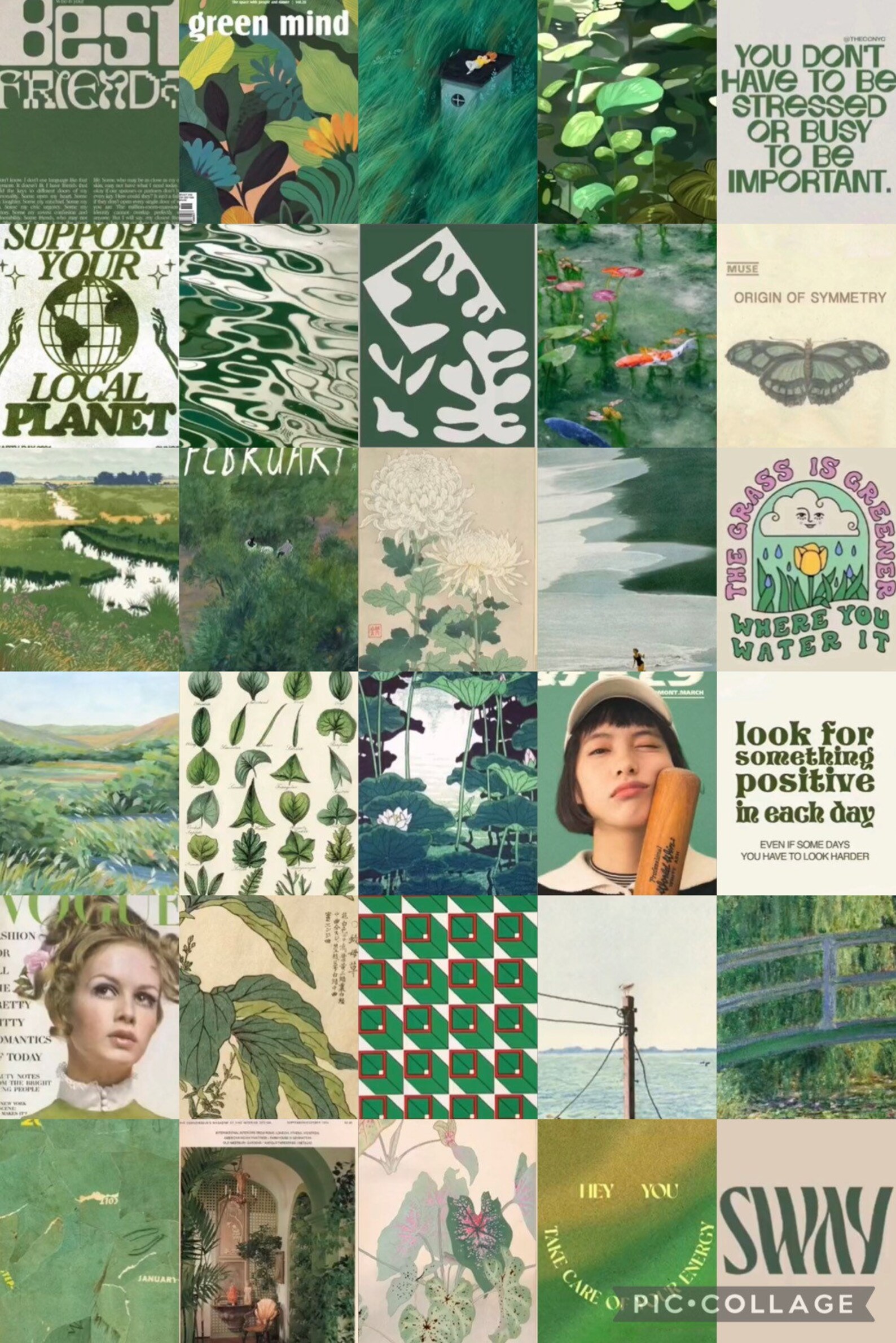 30pk Green Aesthetic poster set Etsy