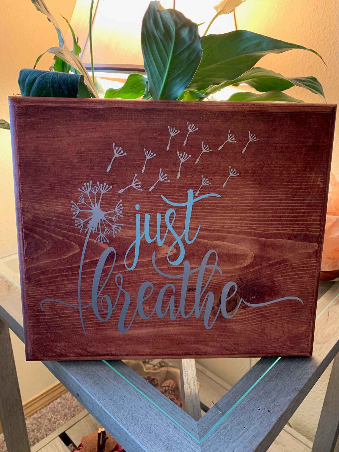 Just Breathe Wood Sign Inspirational Motivation Wall Art Etsy