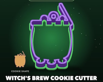 Witch's Brew Cauldron Cookie Cutter 3MF File, Halloween Cookie Cutter 3D Print File, Multicolor Bambu AMS Ready Model, STL OBJ Download