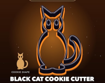 Black Cat Cookie Cutter 3MF File, Halloween Cat Cookie Cutter 3D Print File, Multicolor Bambu AMS Ready 3D Model, Custom STL OBJ Download