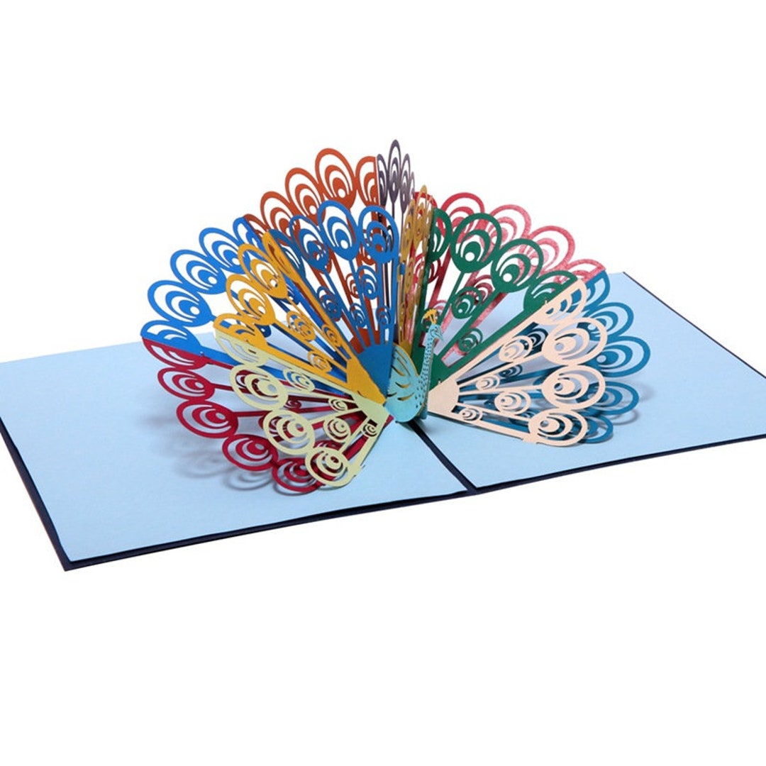 Colourful Peacock Pop up Card - Etsy