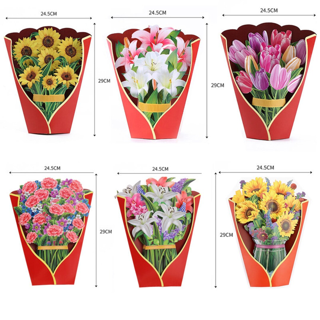 Colourful Lilies Tulips Sunflowers and Carnations Pop up Etsy