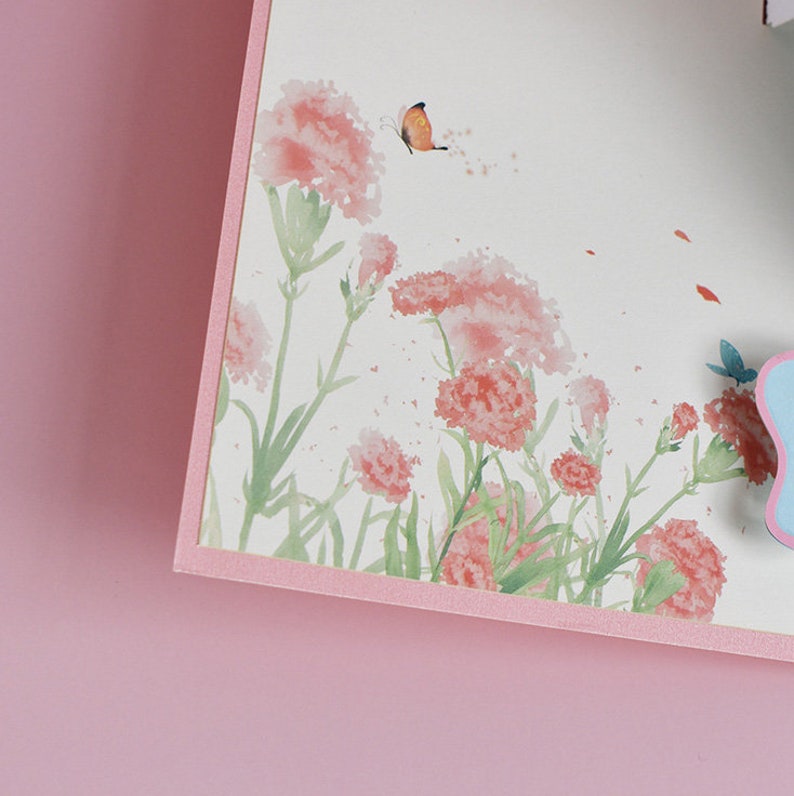 Red Carnation Flowers Pop up Card Birthday Card 3D Card Etsy