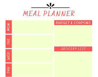 Weekly Meal Planner Diary Printable