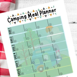 Camping Meal Planner, Meal Printable, Camping