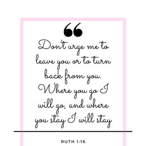 Citation de Ruth 1:16 imprimable, écriture imprimable, écriture de Ruth, téléchargement immédiat de citation de Ruth