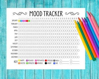 Mood Tracker Printable, Yearly Bullet Journal Tracker