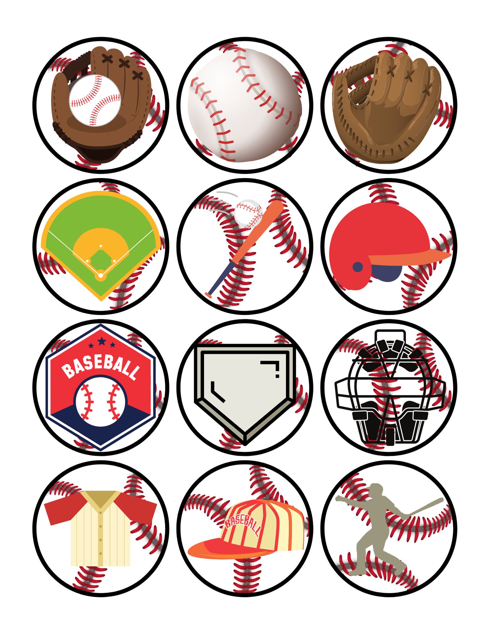 Baseball Cupcake Toppers Kids Birthday Party Etsy