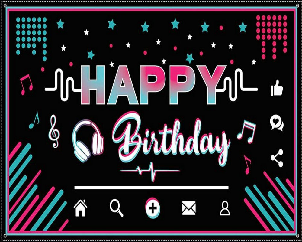 TIK Tok Theme Backdrop Happy Birthday Backdrop Fashion Music | Etsy
