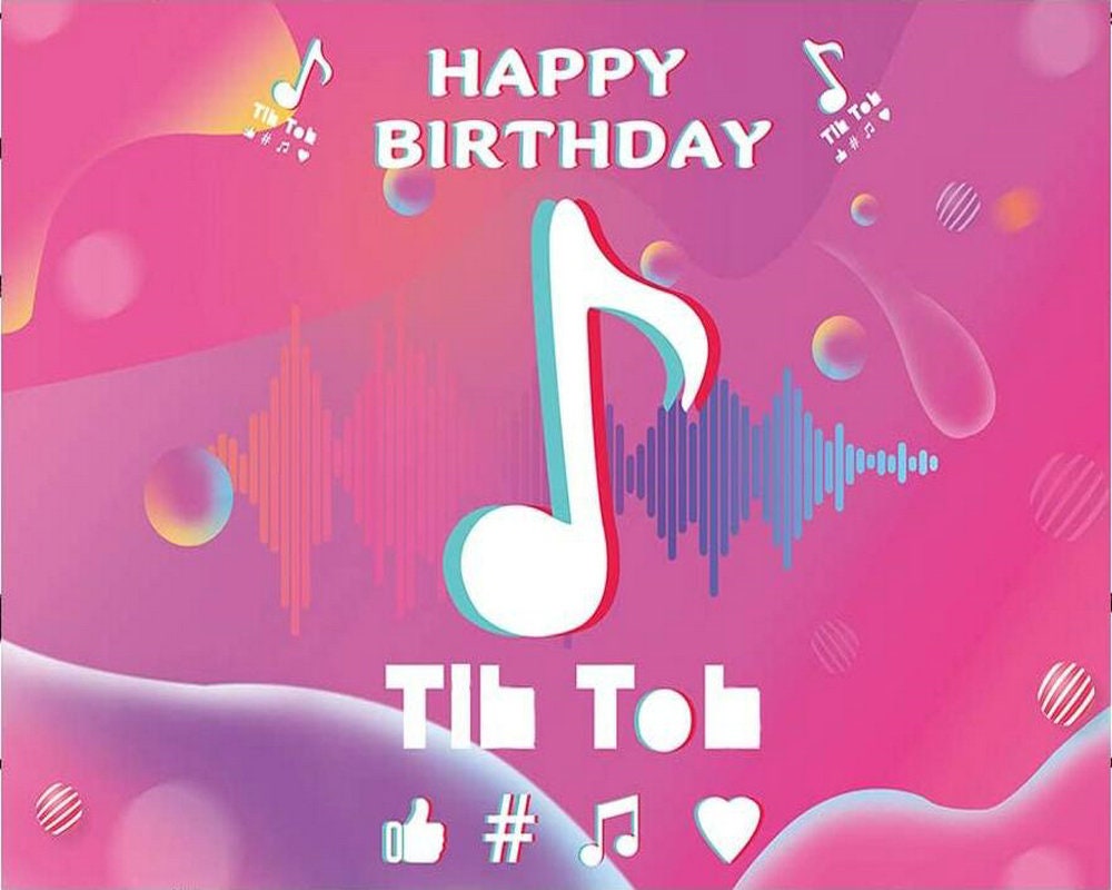 Happy Birthday Backdrop Tik Tok Themed Backdrops Music | Etsy
