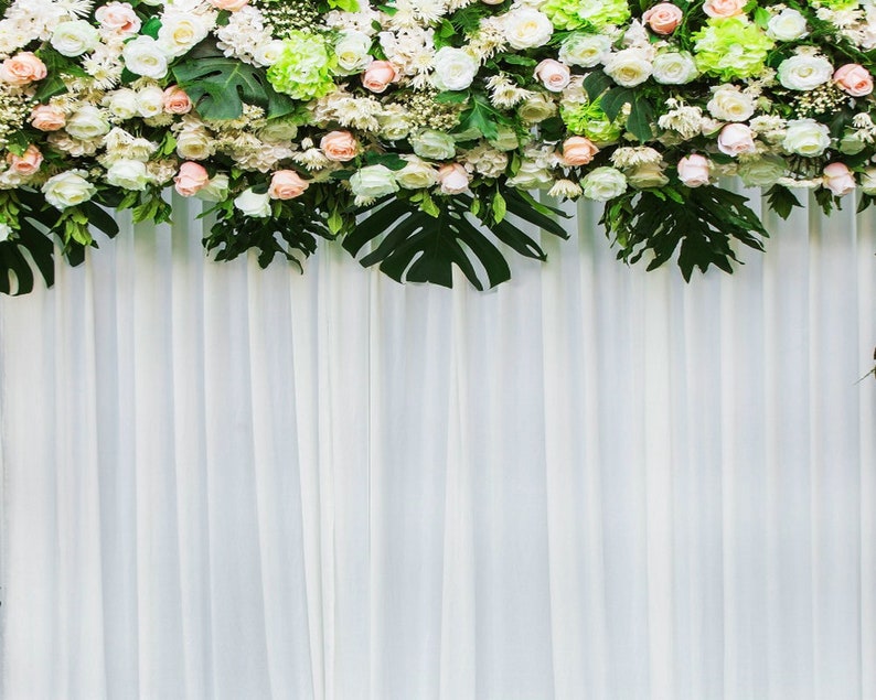 Flower Wall Backdrop White Flower Backdrops Plants Background Etsy