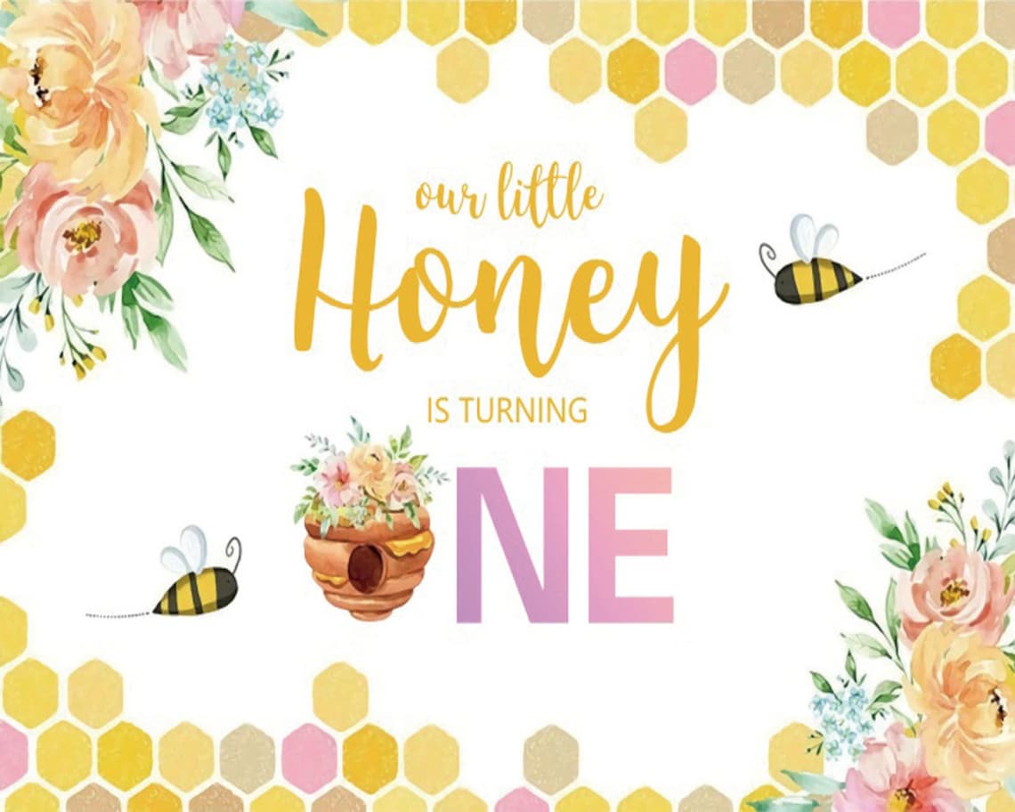 Our Little Honey Is Turning One Backdrop Lovely Bee Backdrops Etsy