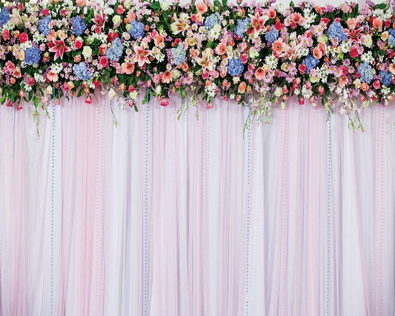 Flower Wall Backdrop White Flower Backdrops Plants Background Etsy